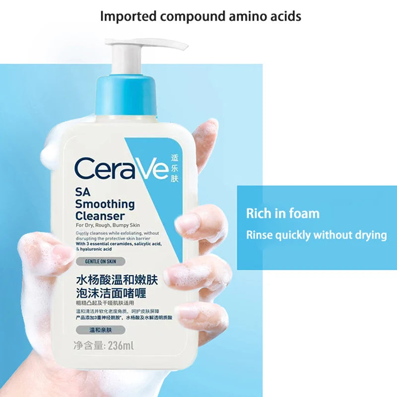 CeraVe SA Smoothing Cleanser – Salicylic Acid Face Wash with Ceramides