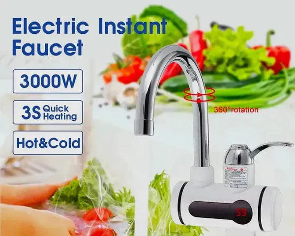 Hot Water Tap Instant Heating Electric Water Heater Faucet – Digital Display with Shower Head for Kitchen & Bathroom