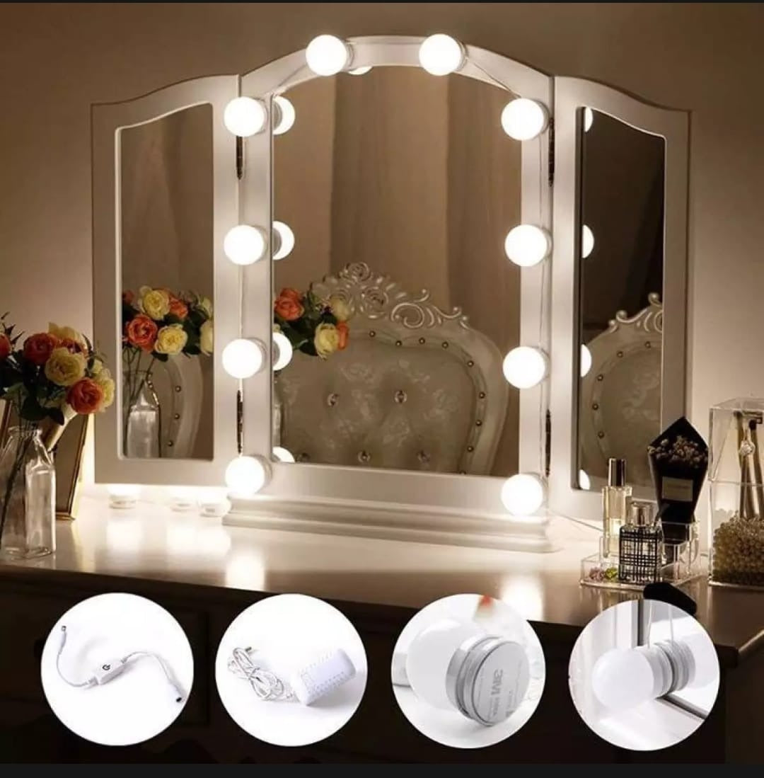 Dimmable LED Vanity Mirror Lights Kit – 10 Hollywood-Style Bulbs